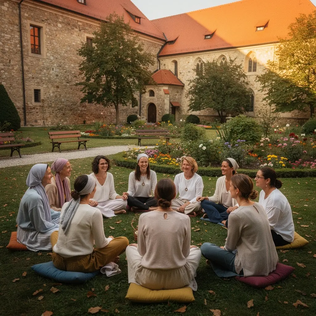 Zástupci různých vír se setkávají při společné modlitbě v přírodě.