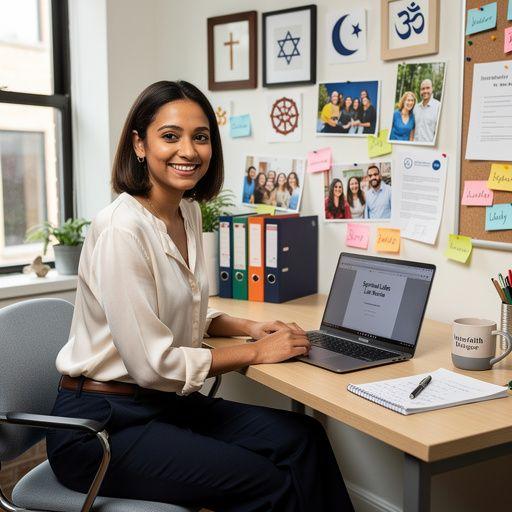 Duchovní vedoucí různých náboženství se objímají na mezinárodním setkání.